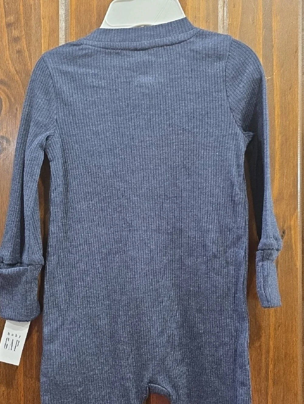 GAP Navy Ribbed Footed One-Piece with Embroidered Bear